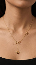Evelyn Double Bow 18k Gold Plated Necklace