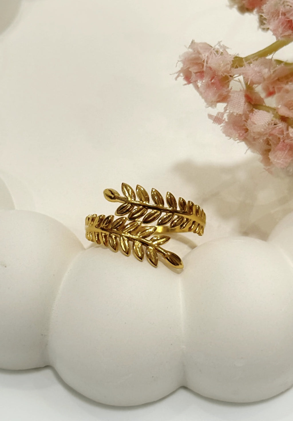 2 Layered leaf Ring 18k Gold plated