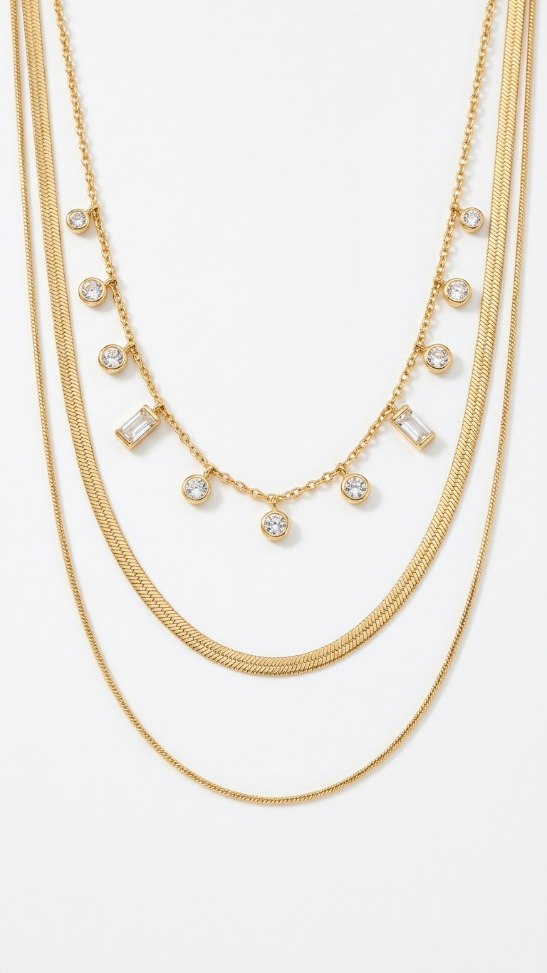 Opulent White Stone Set 18k Gold plated necklace