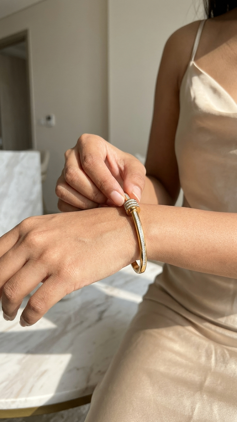 Crystal Harmony 18K Gold Plated Kadha Bracelet