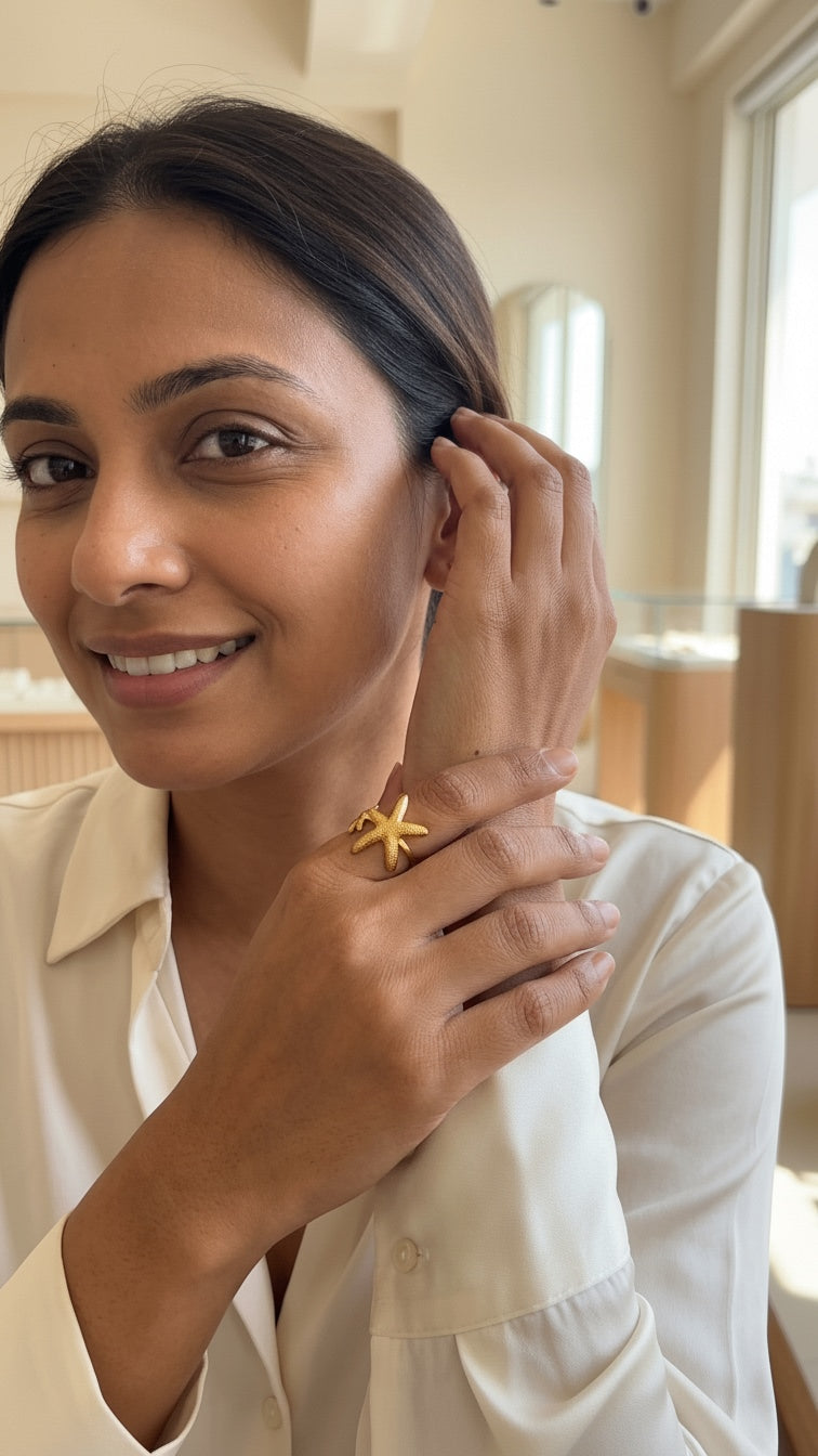 Double Star fish 18k Gold Plated Ring