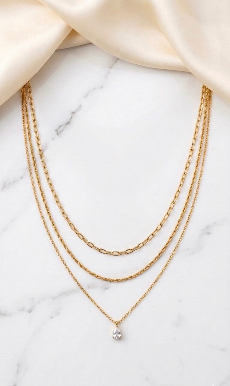 3 layered 18k gold plated Necklace