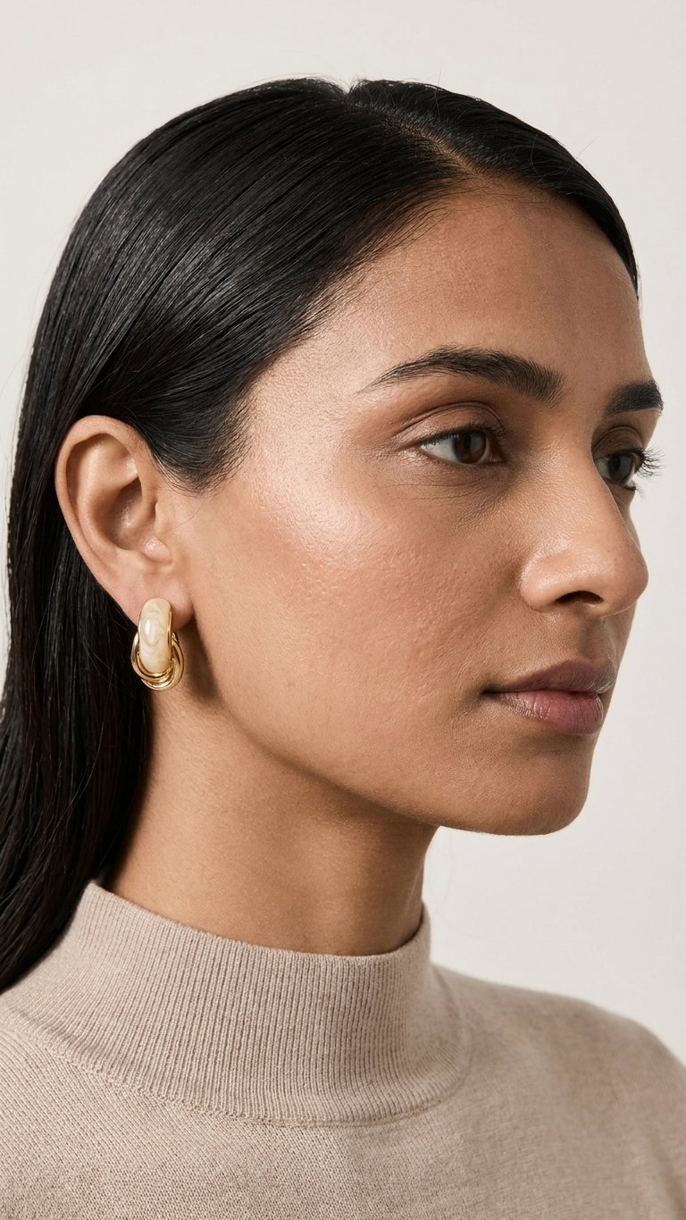 Marble loop 18k gold plated Earrings