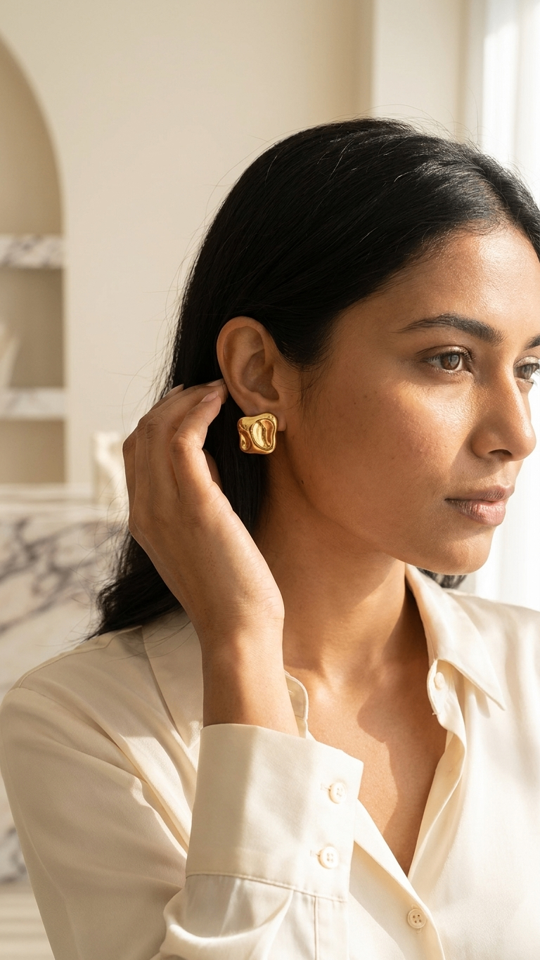 Modern Melted 18K Gold plated earrings