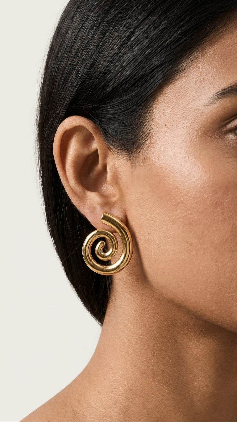 Spiral 18K Gold plated Earrings