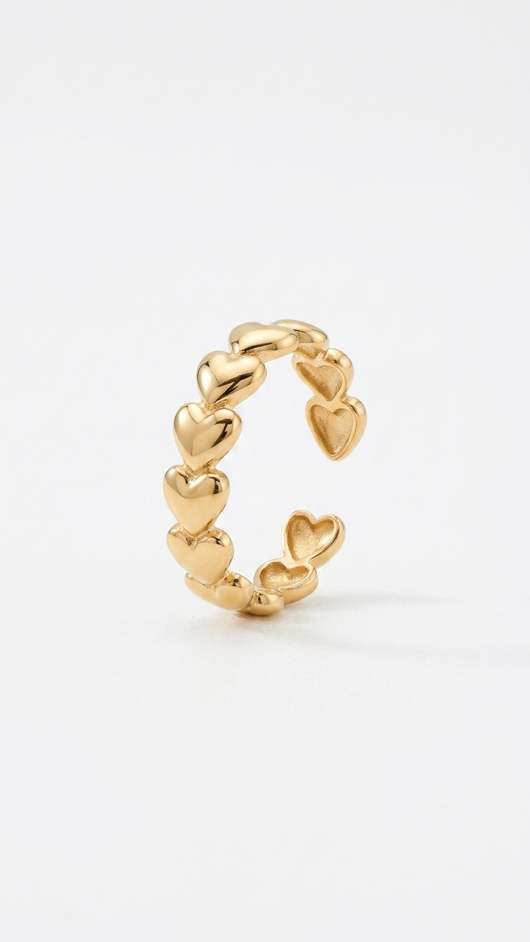 Tiny Hearts Ring 18K Gold Colour Plated