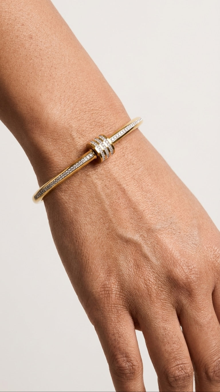 Crystal Harmony 18K Gold Plated Kadha Bracelet
