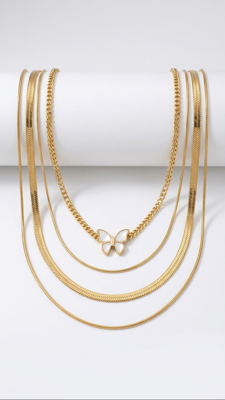 Butterfly combo set 18k Gold plated Necklace