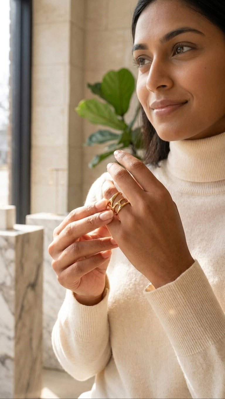 Groove Ring 18K Gold Plated