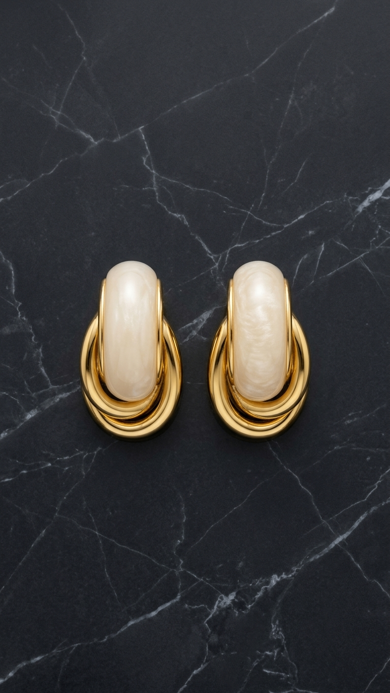 Marble loop 18k gold plated Earrings