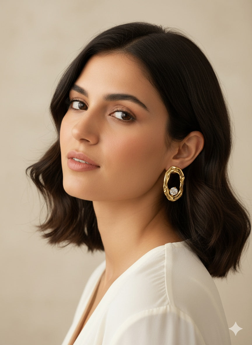 Organic Molten 18K Gold Plated Earrings