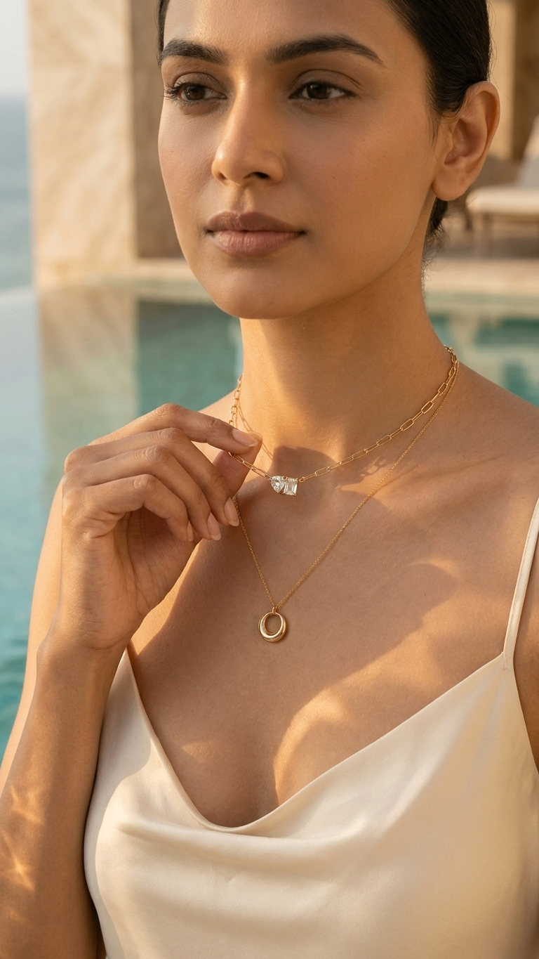 Duo Charm 18K Gold Plated Necklace