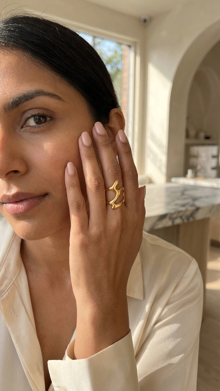 Abstract Ring 18k Gold Plated