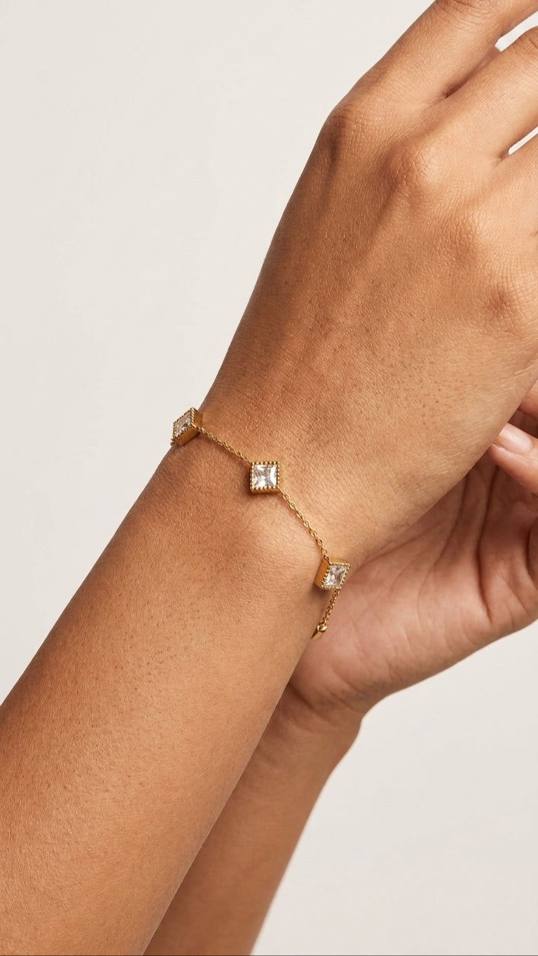 Bare stone 18K Gold Plated Bracelet