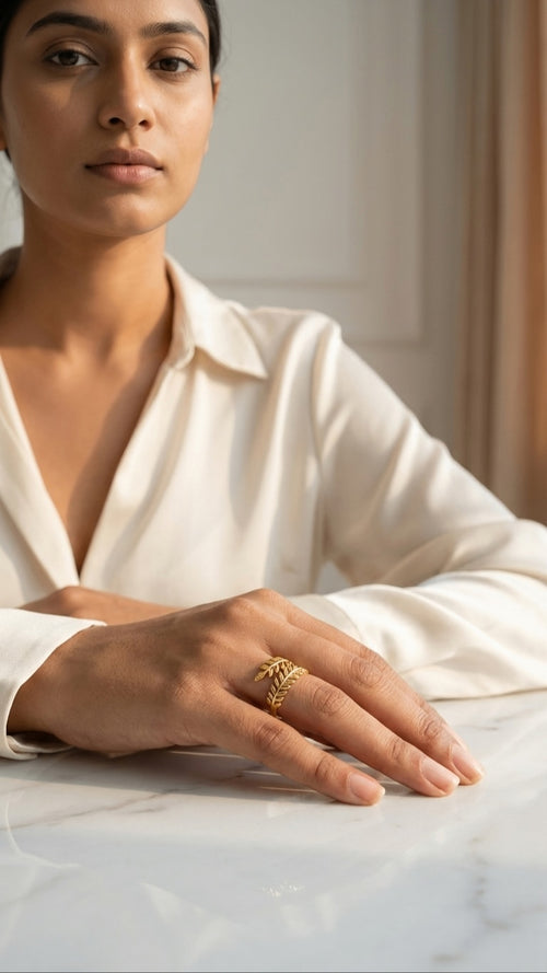 2 Layered leaf Ring 18k Gold plated