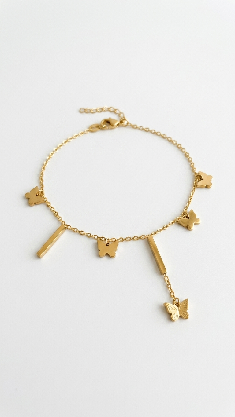 Butterfly Charm 18K Gold Plated Bracelet
