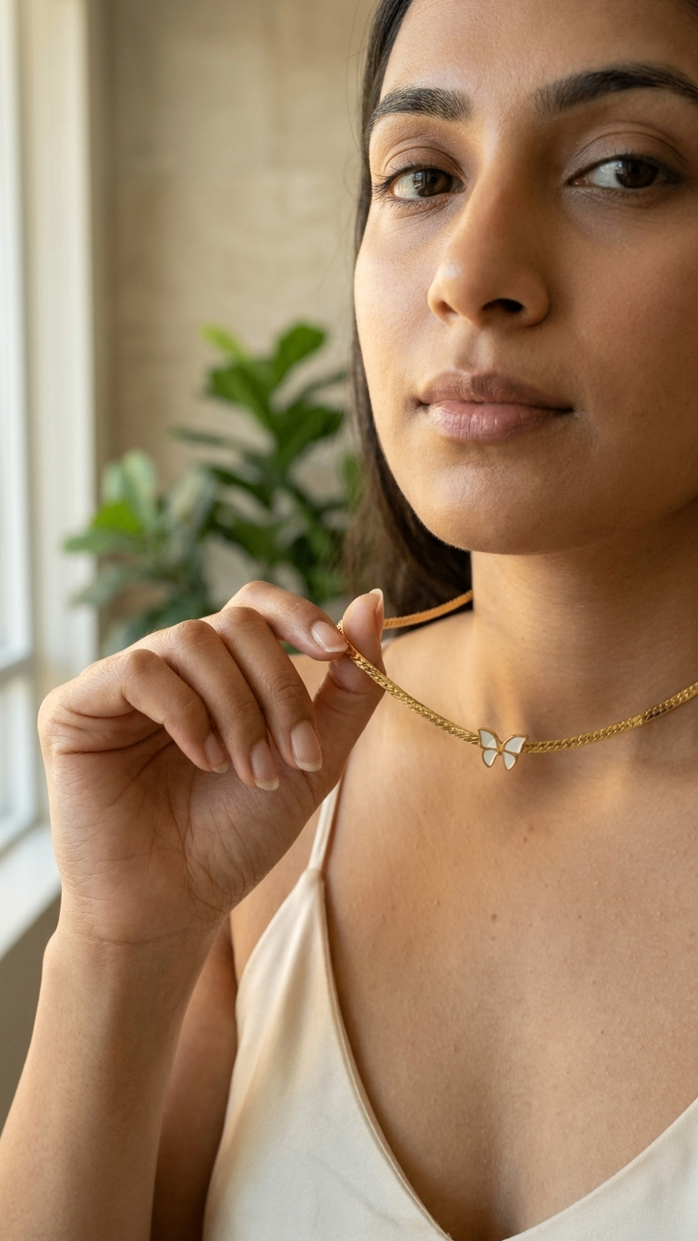 Papillon Minimalist 18K Gold Plated Necklace