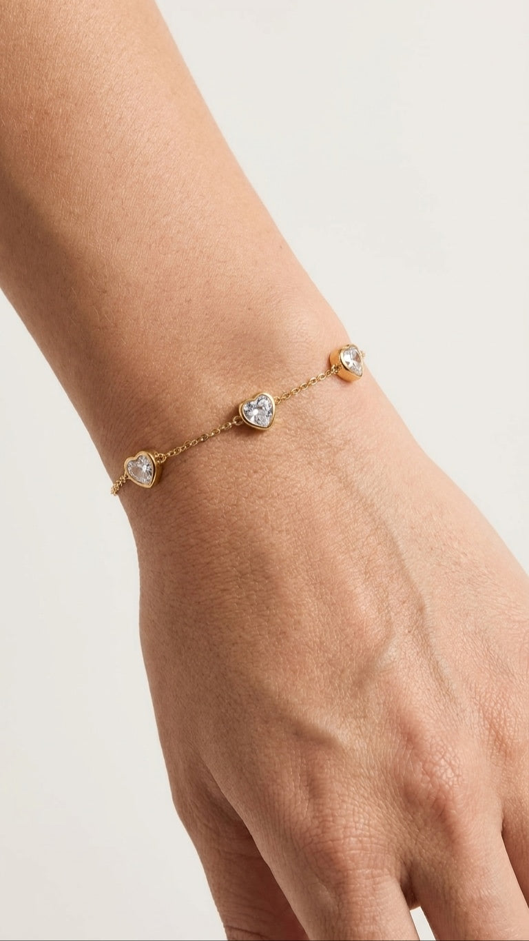 Heart stone 18K Gold Plated Bracelet