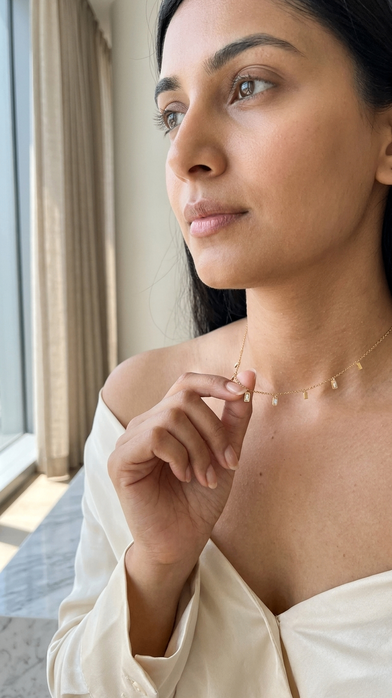 Korean Stone 18K Gold plated Necklace